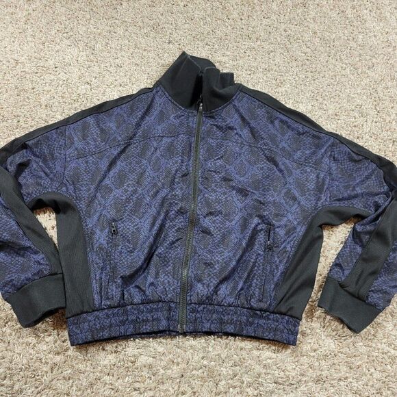 Athleta Jackets & Blazers - Athleta Brooklyn Track Bomber Jacket Womens X-Small XS Snake Print Blue Full Zip